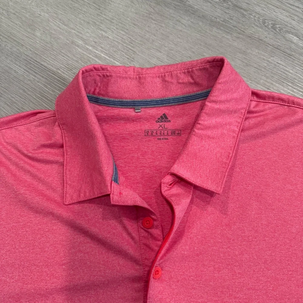 Adidas Men's Pink/Red Polo Shirt